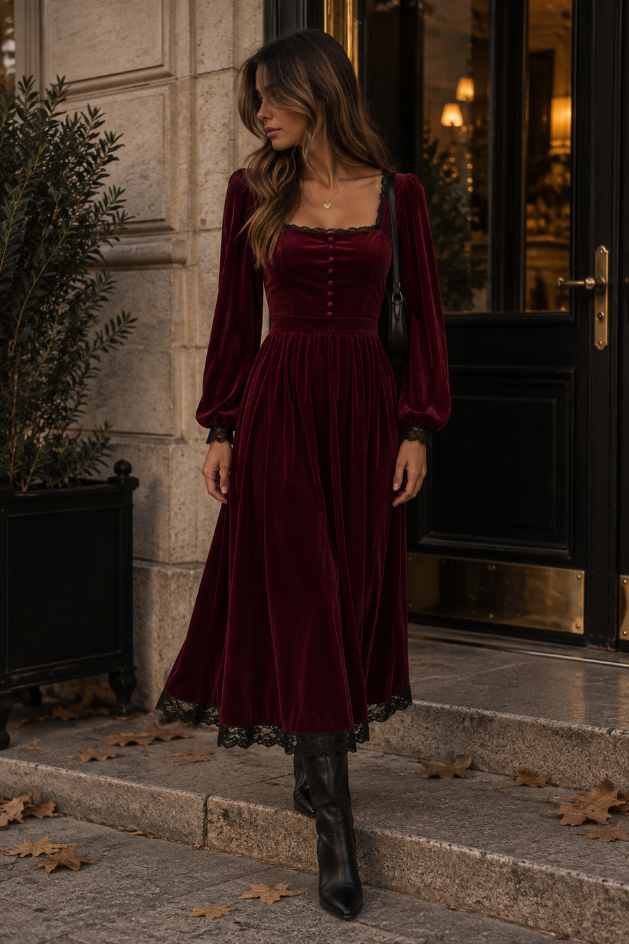 Vestido Terciopelo Burdeos