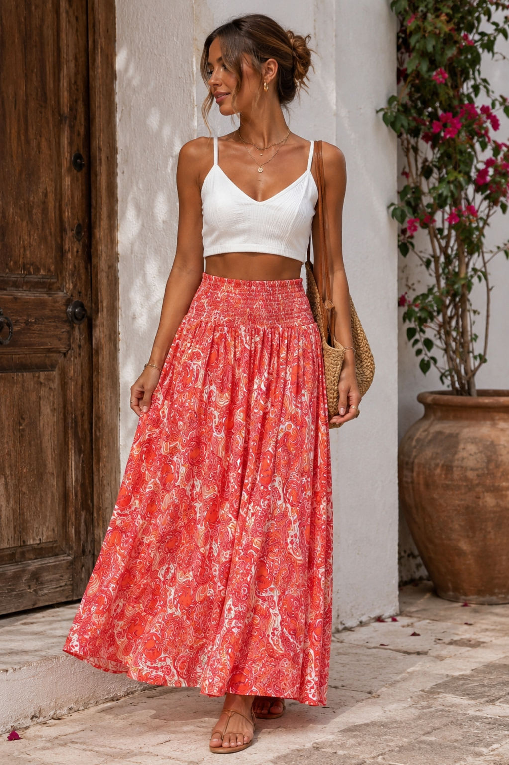 Falda Larga Coral Boho
