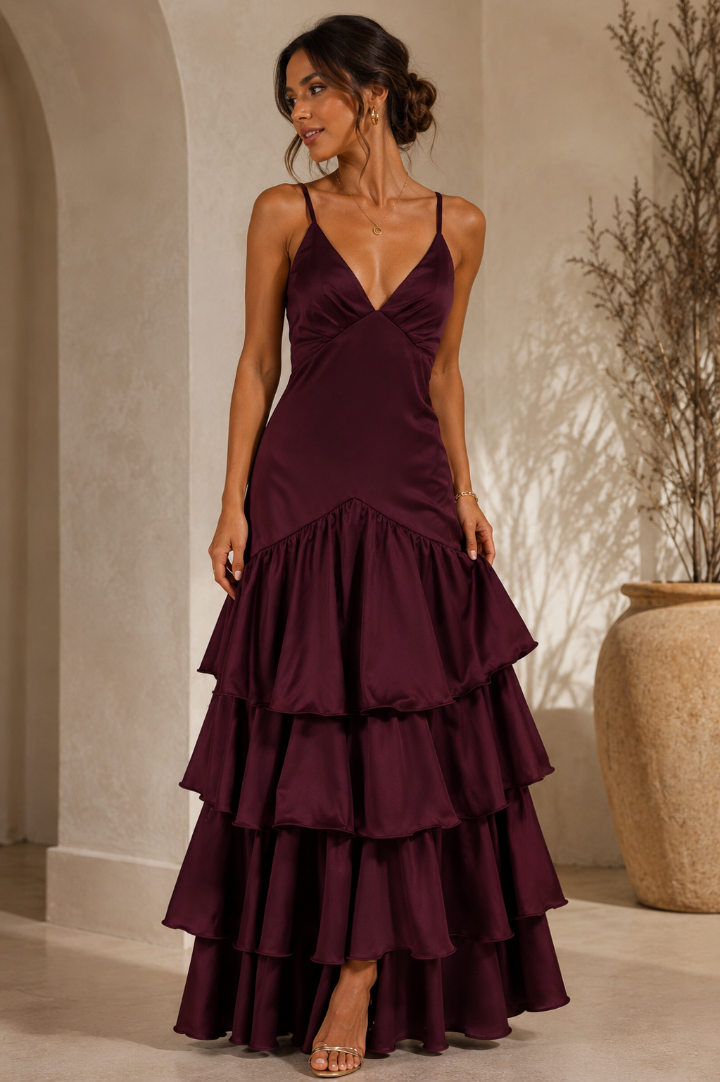 Vestido Largo Verona Burdeos