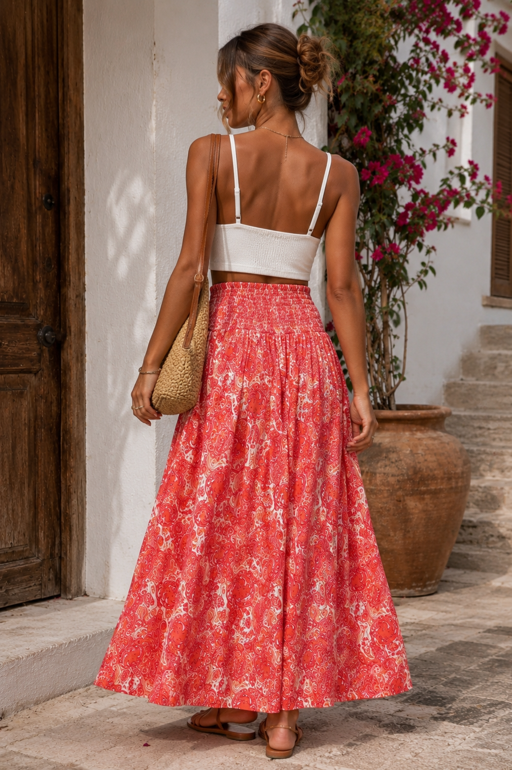 Falda Larga Coral Boho