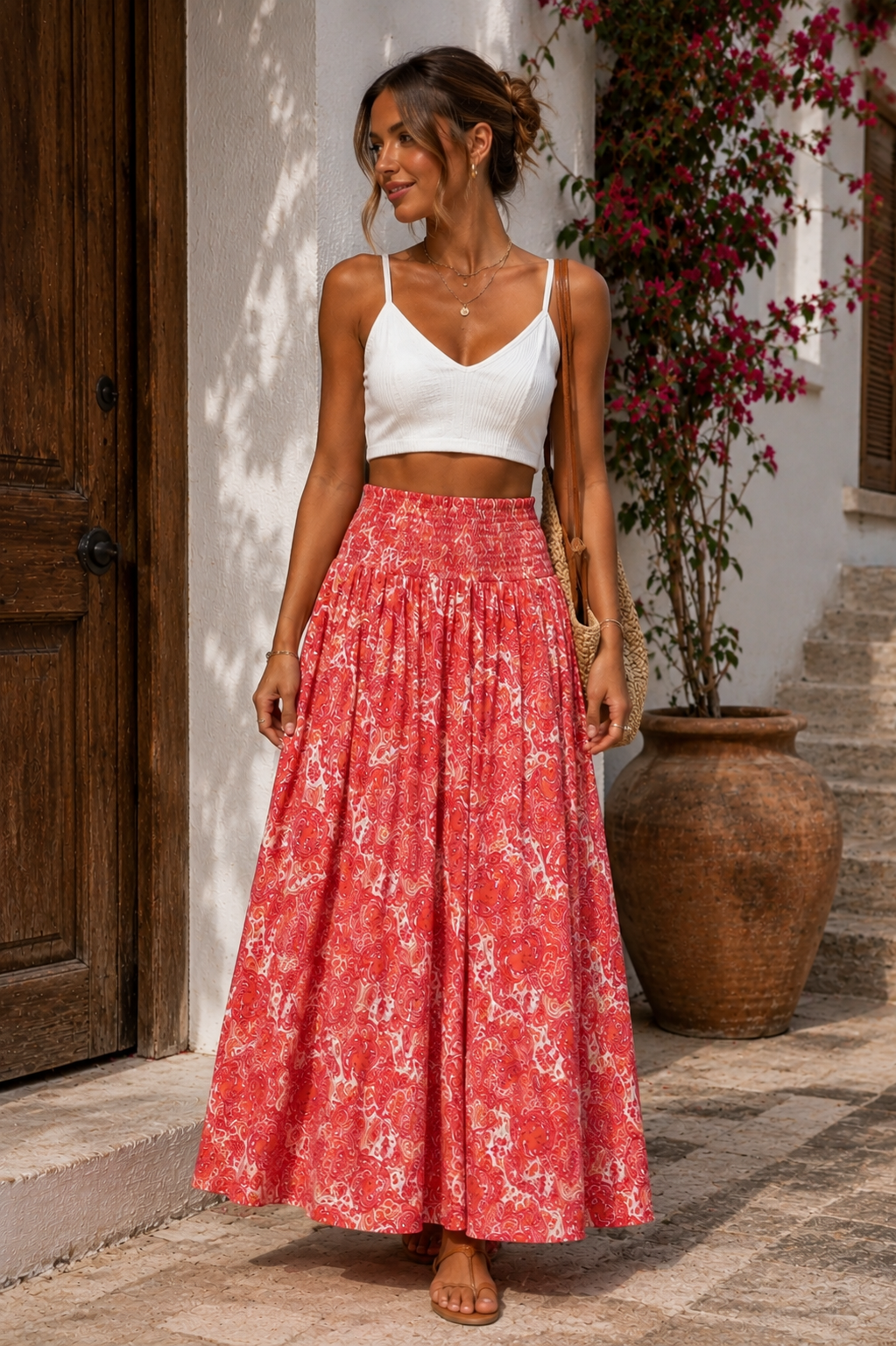 Falda Larga Coral Boho